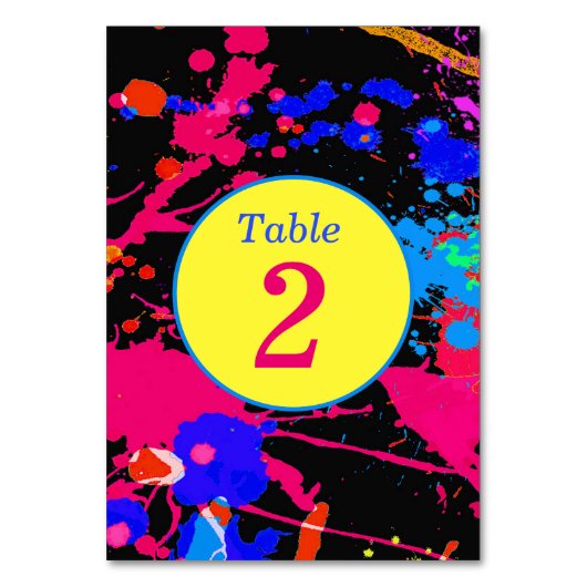 Numéro De Table Luminaire néon, Peinture violette rose jaune, (Dos)