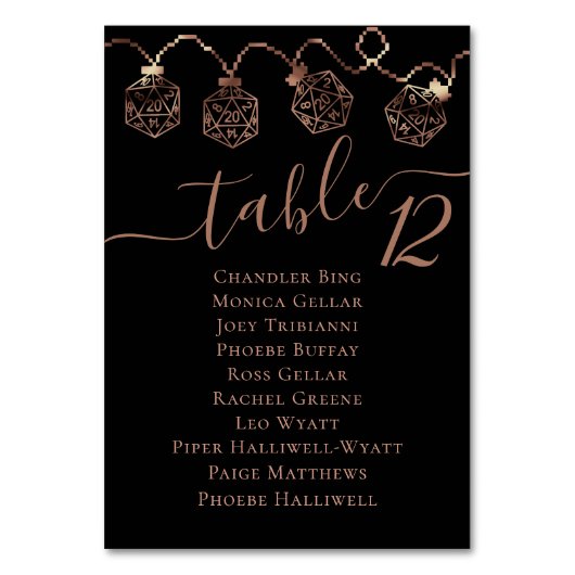 Numéro De Table Luminateurs RPG | Imaginaire cuivre Tabletop Nom d (Dos)