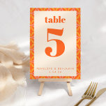 Numéro De Table Lumineux Moderne Orange Retro Personnalisé<br><div class="desc">Clair Moderne Orange Rétro Géométrique Personnalisé Numéro De Table</div>