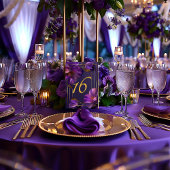 Numéro De Table Luminous Violets Purple Wedding Table Number Card