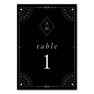 Numéro De Table Lune et étoiles célestes sombres
