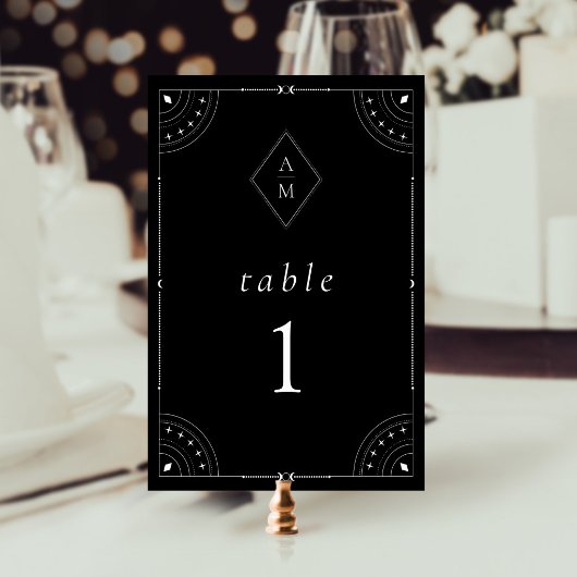 Numéro De Table Lune et étoiles célestes sombres