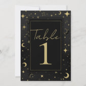 Numéro de table Lune Étoiles Célestes Noir & Or (Dos)