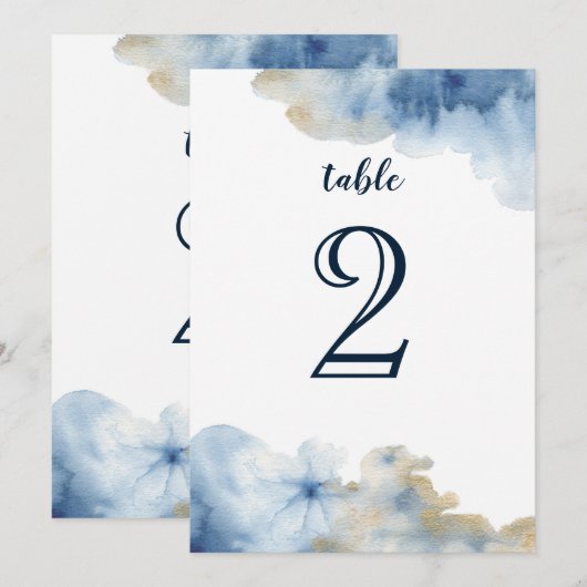 Numéro de table Lux aquarelle (Devant / Derrière)