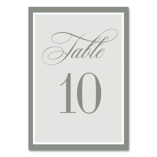 Numéro De Table Luxe classique | Élégant Mariage vert Sage (Dos)