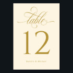 Numéro De Table Luxe Elegant crème et Mariage de calligraphie or<br><div class="desc">Elegant Crème et Mariage d'or Numéros de table : Elevez votre paysage de table mariage avec nos Elegant Crème et Mariage d'or Numéros de table. Ces petites cartes, mesurant 3 x 5 pouces, sont un témoignage de la beauté raffinée, avec un script de calligraphie dorée opulent qui ajoute un élément...</div>
