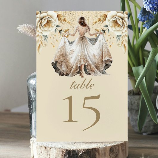 Numéro De Table Luxe ivoire & or Quinceañera