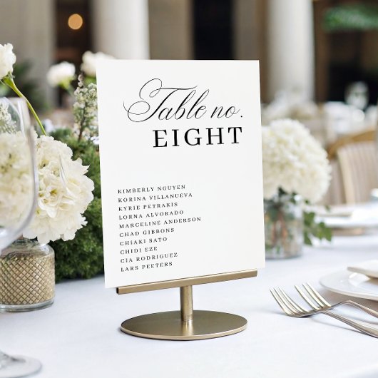 Numéro De Table Luxe Script Seating Chart Names Elegant Wedding