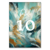 Numéro De Table Luxe Turquoise Or Traits de Pinceau (Par défaut)