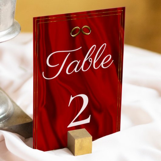 Numéro De Table Luxueux Mariage en soie rouge