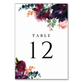 Numéro De Table Luxueux Mariage Floral Bourgogne (Dos)