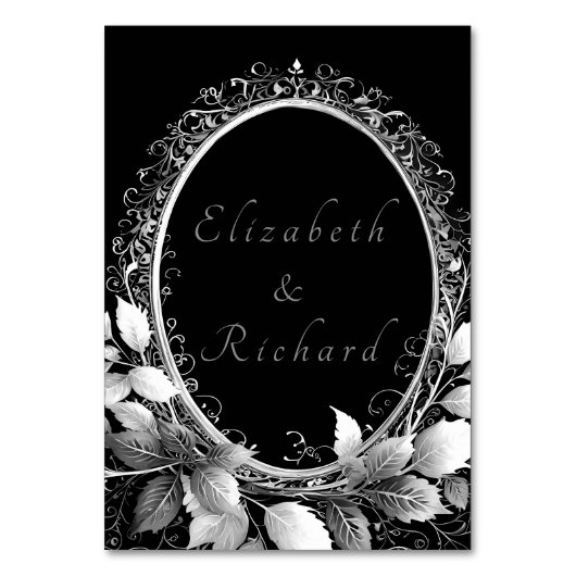 Numéro De Table Luxueux thème mariage noir et or (Dos)