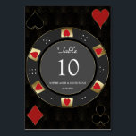 Numéro De Table Luxueux Vegas Gold Casino Poker Mariage Chip<br><div class="desc">Carte de mariage à thème Las Vegas Casino. Il dispose d'un design de puces de poker unique orné de faux or, coeurs rouges avec un faux trait d'or, une paire de dés, pour une touche de luxe. Utilisez l'outil Personnaliser pour ajouter vos informations. Plus d'idées dans ma collection de Poker...</div>