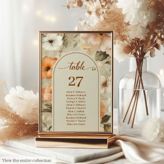 Numéro De Table Luxury Boho Rusty Ivory Sage Floral Table Number