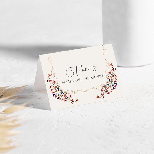 Numéro De Table Luxury Botanical Floral Paisley Wedding Place Card