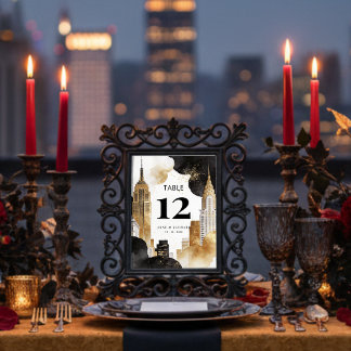 Numéro De Table Luxury Iconic NYC Buildings Cityscape with Glitter