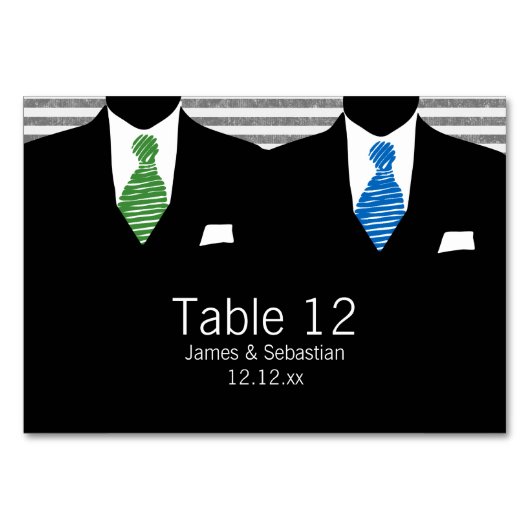 Numéro De Table M. et M. Suit et Cravate Gay Mariage (Devant)
