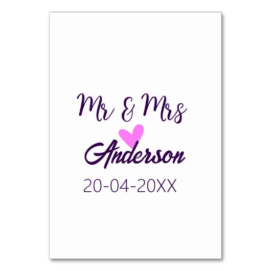 Numéro De Table M. & Mme ajouter nom de famille date année mariage (Par défaut)