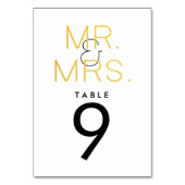 Numéro De Table M. & Mme Gold Elegant Typographie Mariage Table (Dos)