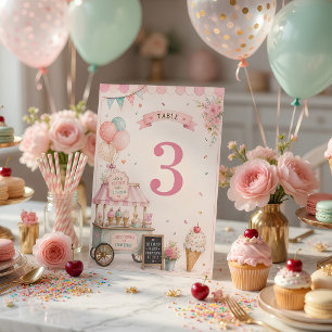 Numéro De Table Magasin de bonbons d'anniversaire de glace pastel