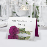 Numéro De Table Magenta Cassis Rose Wedding<br><div class="desc">These elegant wedding place cards are designed as a printable option for assigned seating. The beautiful design a single long-stemmed cassis purple, magenta, or berry colored rose reflecting in water with waves and ripples. There is room for the name of your guest and the table number . These are DIY...</div>