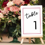 Numéro De Table Magenta moderne et Mariage minimaliste noir<br><div class="desc">Cette carte magenta moderne et noire de numéro de table est merveilleusement simple mais élégant, et parfait à tout moment de l'année. Prop sur un petit chevalet ou dans un cadre clair pour que la viva magenta se propage. Utilisez le simple modèle pour entrer vos numéros de table un par...</div>