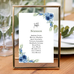 Numéro De Table Magnifique mariage floral bleu poussiéreux
