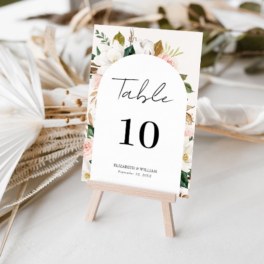Numéro De Table Magnolia Whimsical & Blush Floral Script Mariage