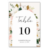 Numéro De Table Magnolia Whimsical & Blush Floral Script Mariage (Dos)