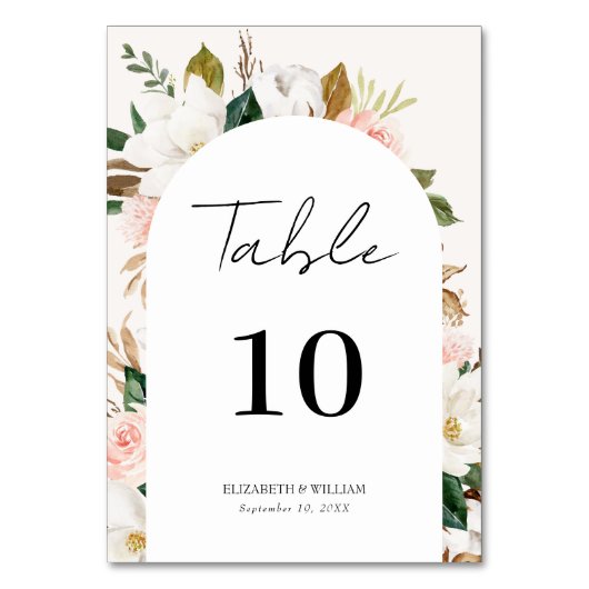 Numéro De Table Magnolia Whimsical & Blush Floral Script Mariage (Par défaut)