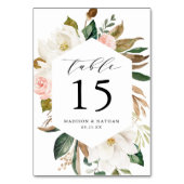 Numéro De Table Magnolias aquarelles | Mariage floral (Dos)