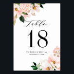 Numéro De Table Magnolias rose pâle et Hydrangeas or Rose<br><div class="desc">Ajoutez un accent féminin et élégant à votre événement avec les numéros de table florale personnalisables. Il présente des illustrations d'aquarelle de magnolias et d'hydrangées rose pâle avec un faux accent de feuille d'or. Ces numéros de table fleuris sont parfaits pour les mariages printaniers, les douches nuptiales, les baby showers...</div>