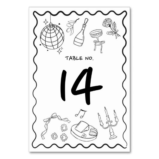 Numéro De Table Main dessinée Whimsical manuscrit Mariage irky (Dos)
