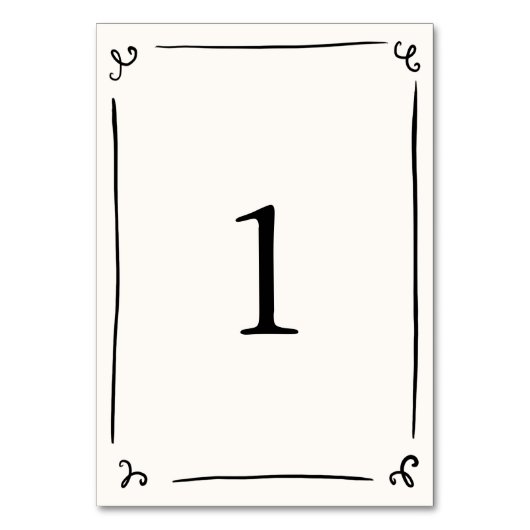 Numéro De Table Main Whimsical tirée (Dos)
