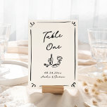 Numéro De Table Main Whimsical tirée<br><div class="desc">Ce design adorable présente des éléments dessinés à la main et un texte fantaisiste en gras.</div>