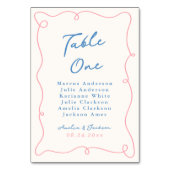 Numéro De Table Main Whimsical Tirée Bleu & Rose (Par défaut)