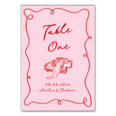 Numéro De Table Main Whimsical tirée rose et Mariage rouge (Par défaut)