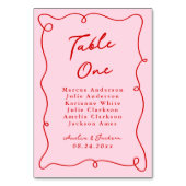 Numéro De Table Main Whimsical tirée rose et Mariage rouge (Par défaut)
