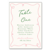 Numéro De Table Main Whimsical tirée rose et vert (Dos)