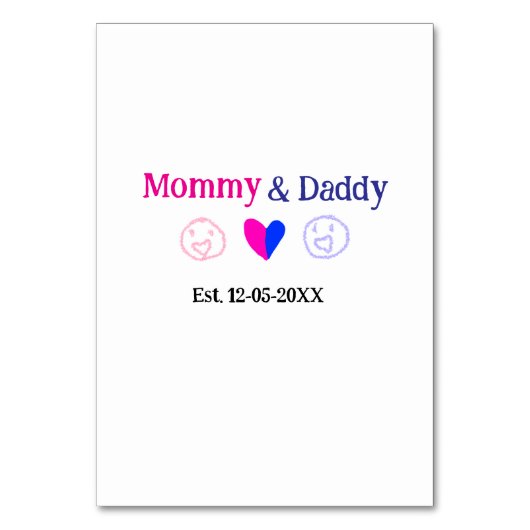 Numéro De Table Maman & Papa nouveaux parents ajouter nom date coe (Par défaut)