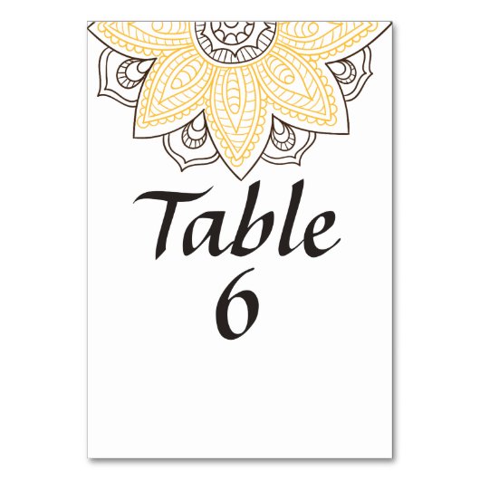 Numéro De Table Mandala de fleurs brun jaune (Dos)