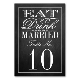 Numéro De Table Manger, boire et être marié Chalkboard Mariage