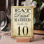 Numéro De Table Mangez, buvez et soyez marié Mariage Vintage<br><div class="desc">Mangez,  Buvez & Soyez Marié Mariage Vintage Numéro de table Cartes. *** COMMENT COMMANDER *** S'il vous plaît customiser et ajouter chaque carte de numéro de table à votre panier,  un par un. Zazzle ne dispose pas actuellement d'un système permettant la personnalisation des produits une fois la commande passée.</div>