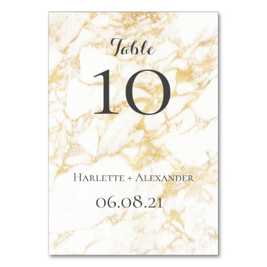 Numéro De Table Marbre blanc et or (Par défaut)