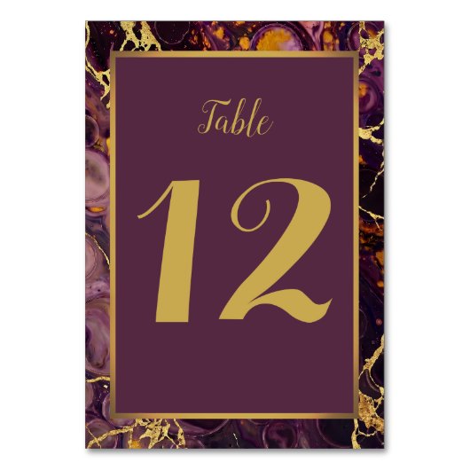 Numéro De Table Marbre de luxe prune et or  (Par défaut)
