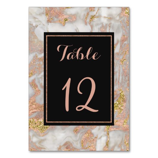 Numéro De Table Marbre d'or Rose moderne Faux Mariage Numéro de ta (Par défaut)