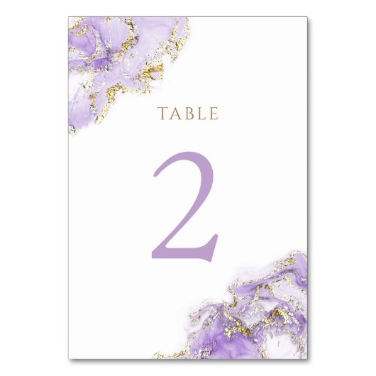 Numéro De Table marbre doré lavande Numéro de tableau 2 (Dos)