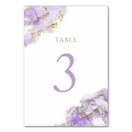 Numéro De Table marbre doré lavande Numéro de tableau 3 (Par défaut)