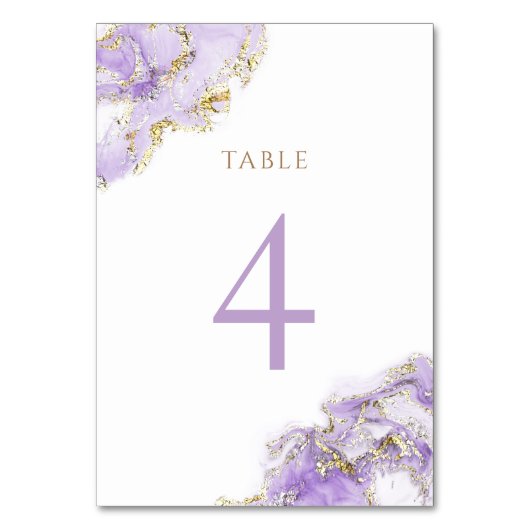Numéro De Table marbre doré lavande Numéro de tableau 4 (Par défaut)