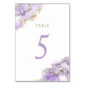 Numéro De Table marbre doré lavande Numéro de tableau 5 (Dos)